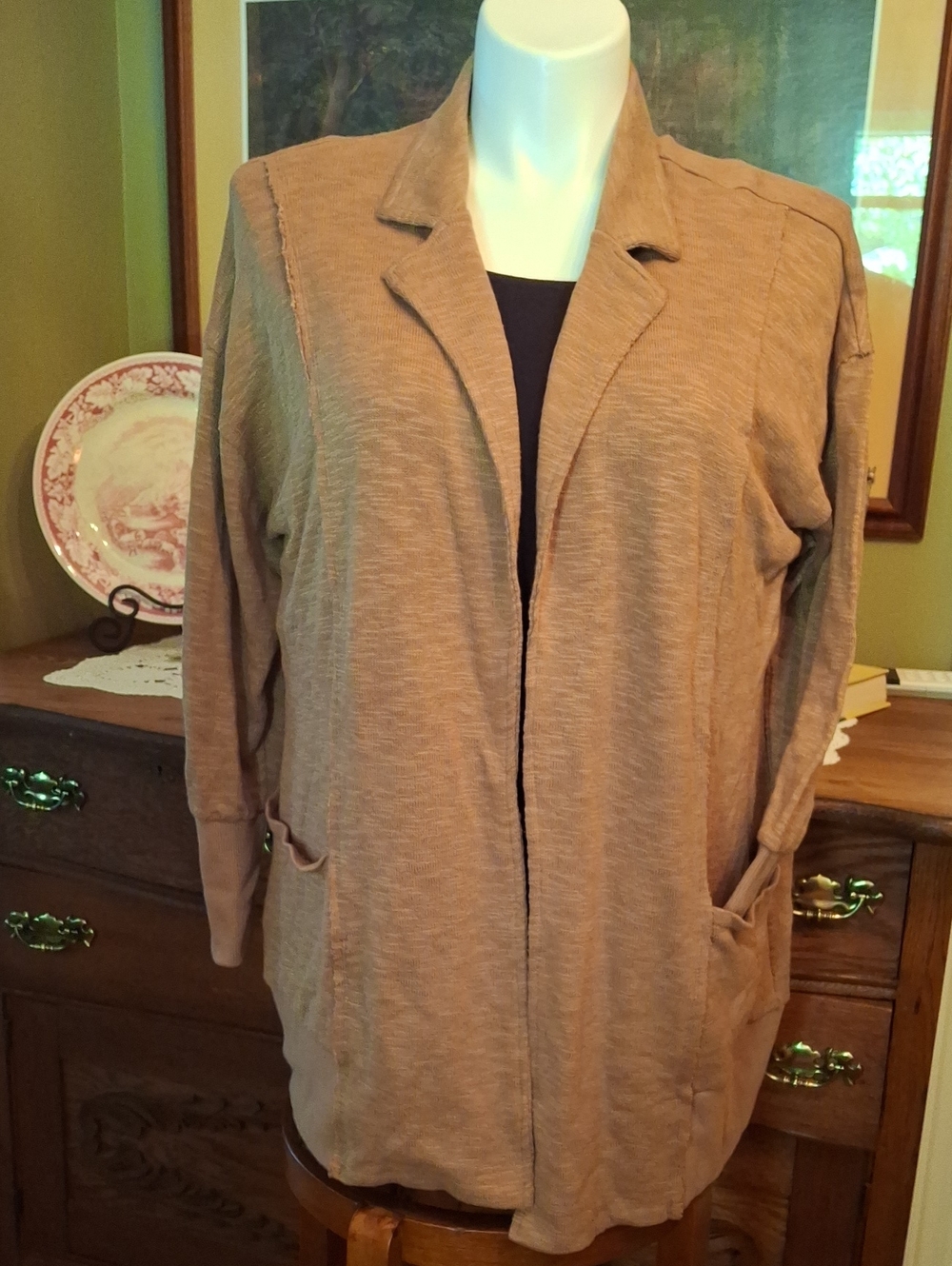 Cato Open-Front Longline Blazer Jacket - Light Brown 18/20W